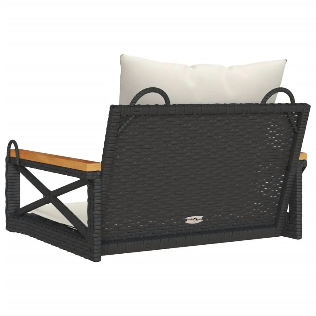 Swing Bench Black Outdoor Seating 63 x 62 x 40 cm Poly Rattan