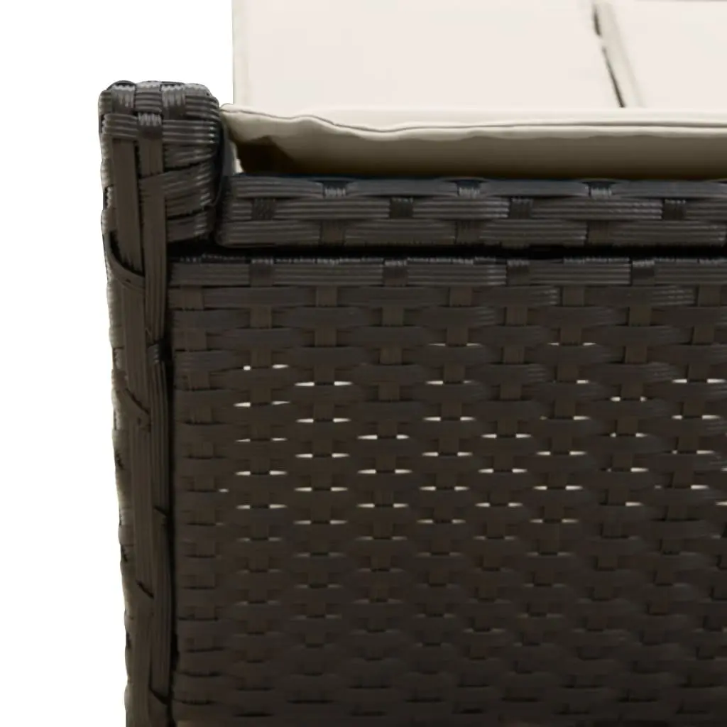 Double Sun Lounger Outdoor Garden Furniture Black Poly Rattan Adjustable