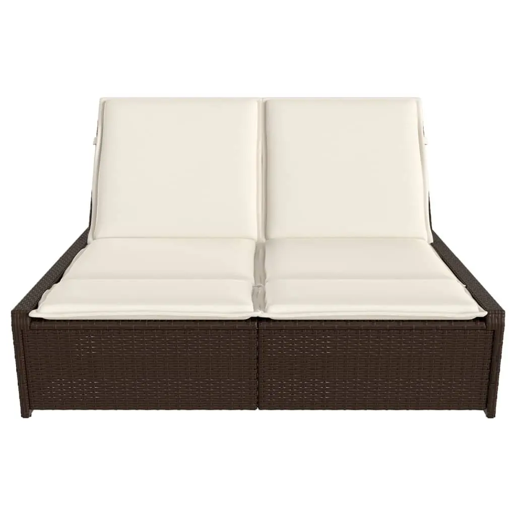 Double Sun Lounger Outdoor Garden Furniture Adjustable Reclining Brown