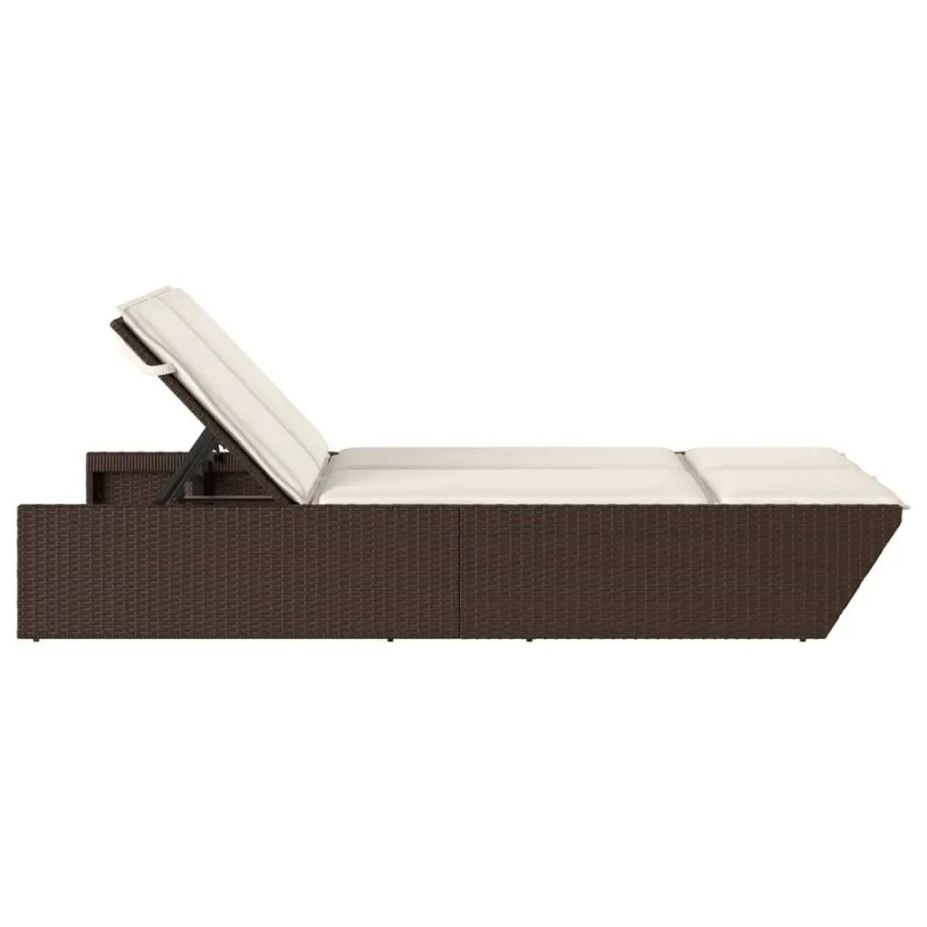 Double Sun Lounger Outdoor Garden Furniture Adjustable Reclining Brown