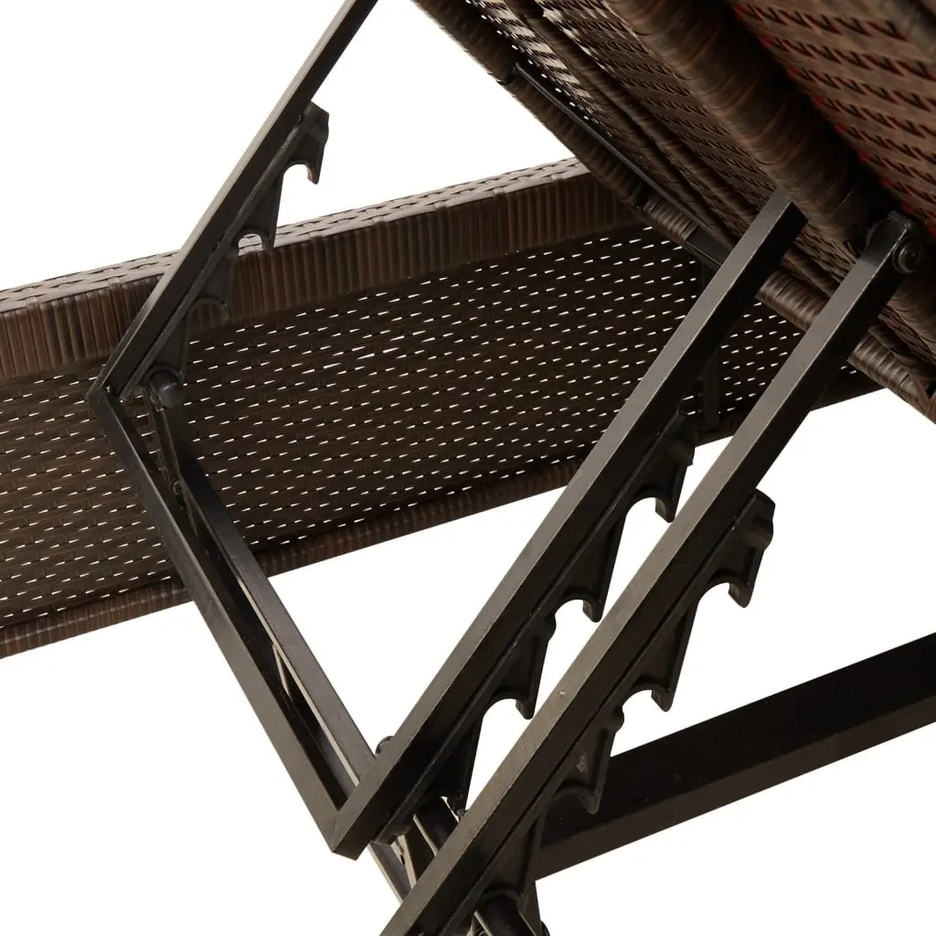 Double Sun Lounger Outdoor Garden Furniture Adjustable Reclining Brown