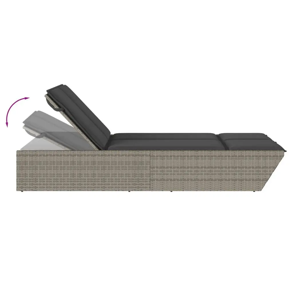 Double Sun Lounger Outdoor Seating Adjustable Backrest Grey