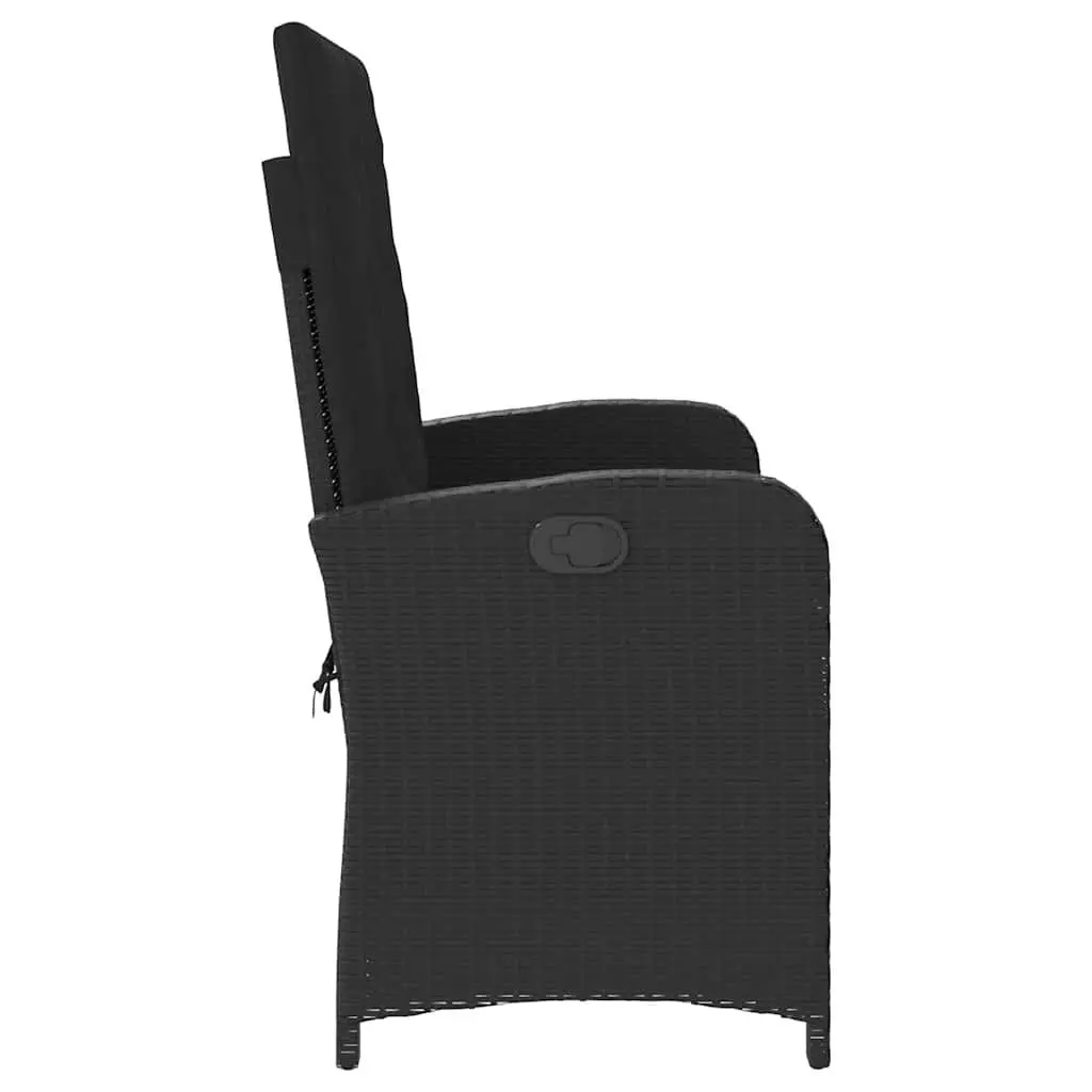 Reclining Garden Bench Outdoor Seating Adjustable Backrest Cushions Black
