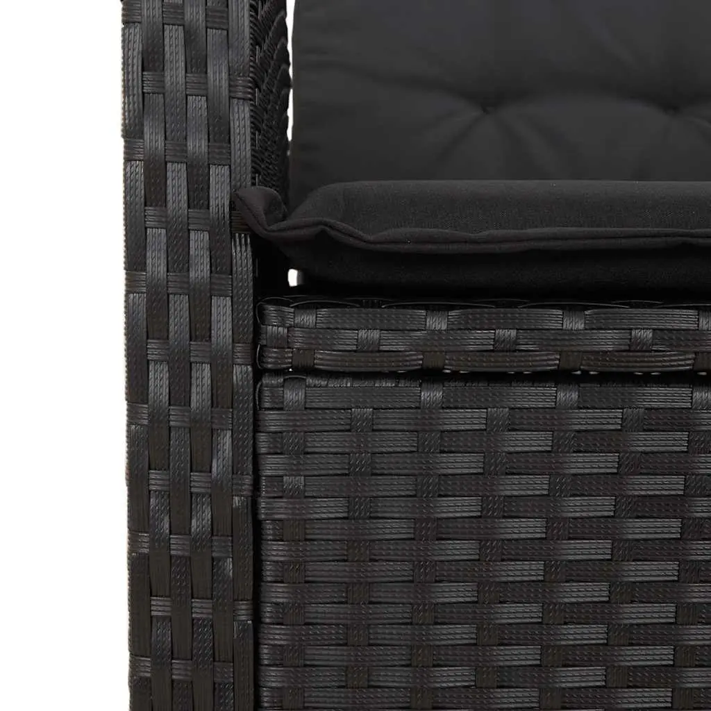 Reclining Garden Bench Outdoor Seating Adjustable Backrest Cushions Black