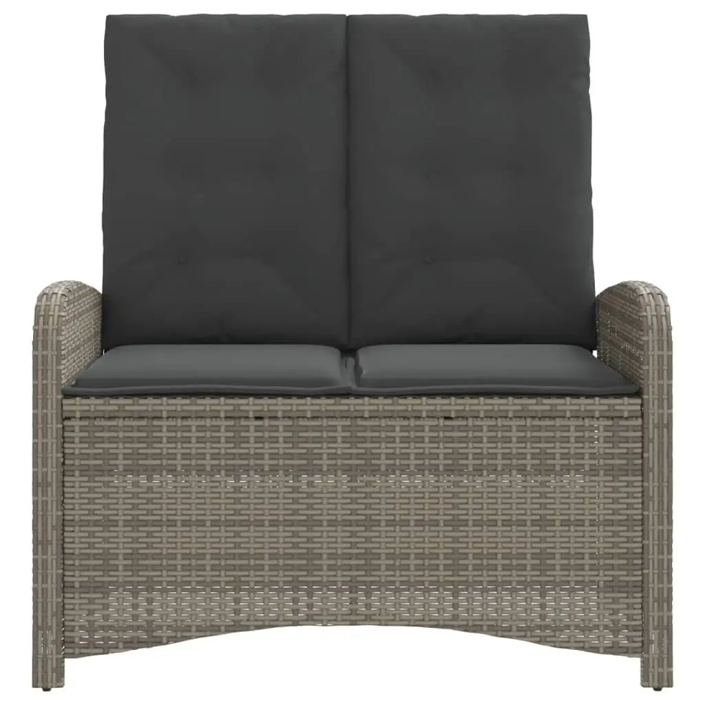 Reclining Garden Bench Adjustable Backrest Outdoor Seating Grey Poly