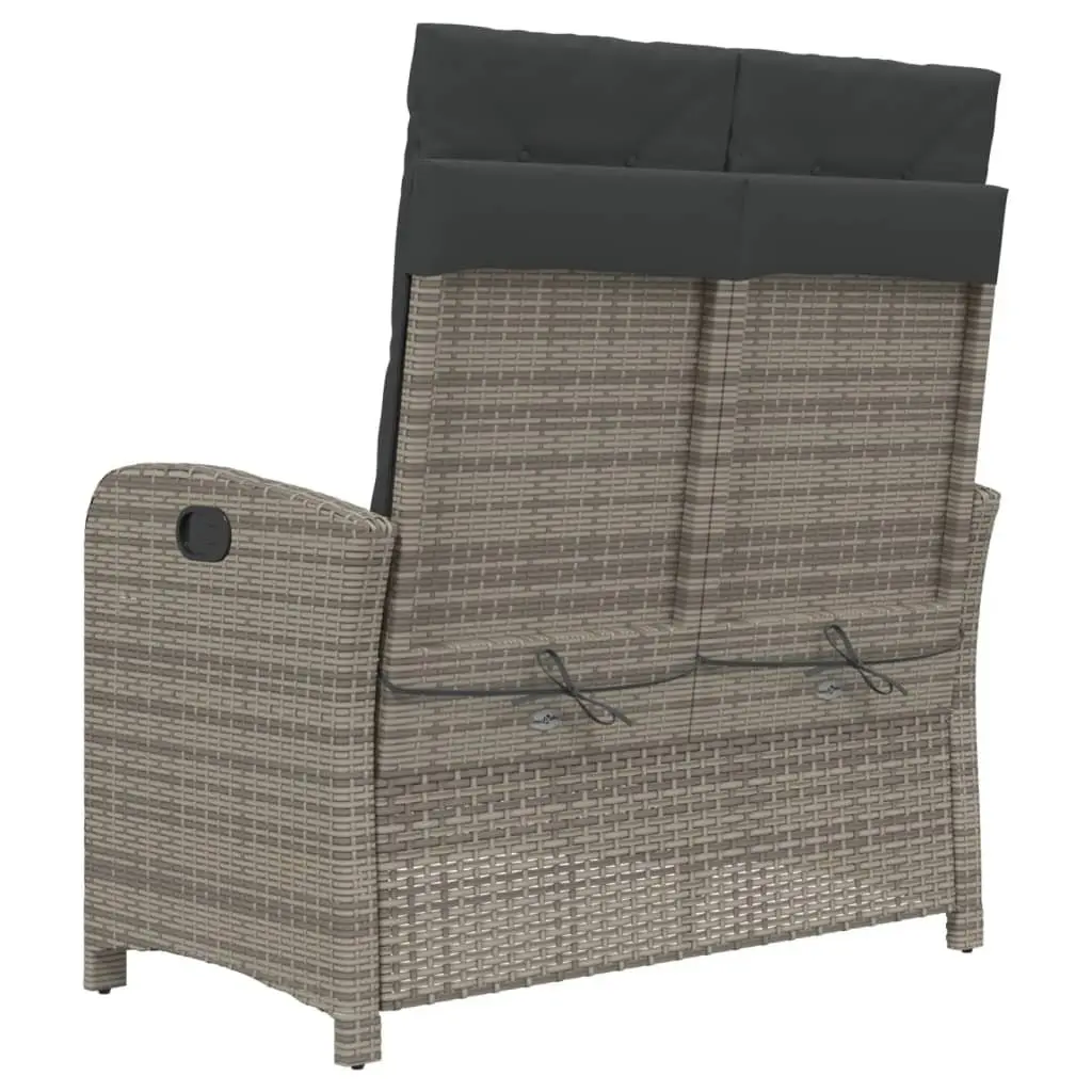 Reclining Garden Bench Adjustable Backrest Outdoor Seating Grey Poly