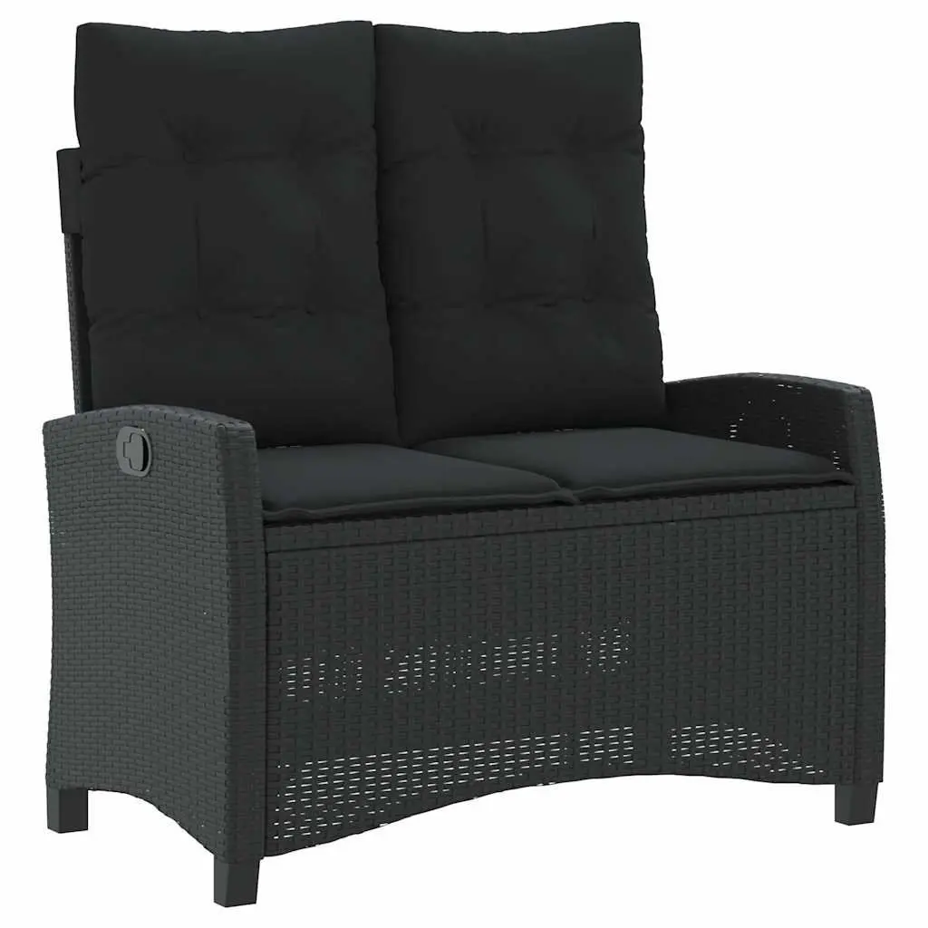 Reclining Garden Bench with Cushions Adjustable Backrest Outdoor Seating Black