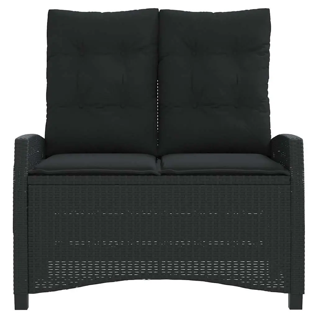 Reclining Garden Bench with Cushions Adjustable Backrest Outdoor Seating Black