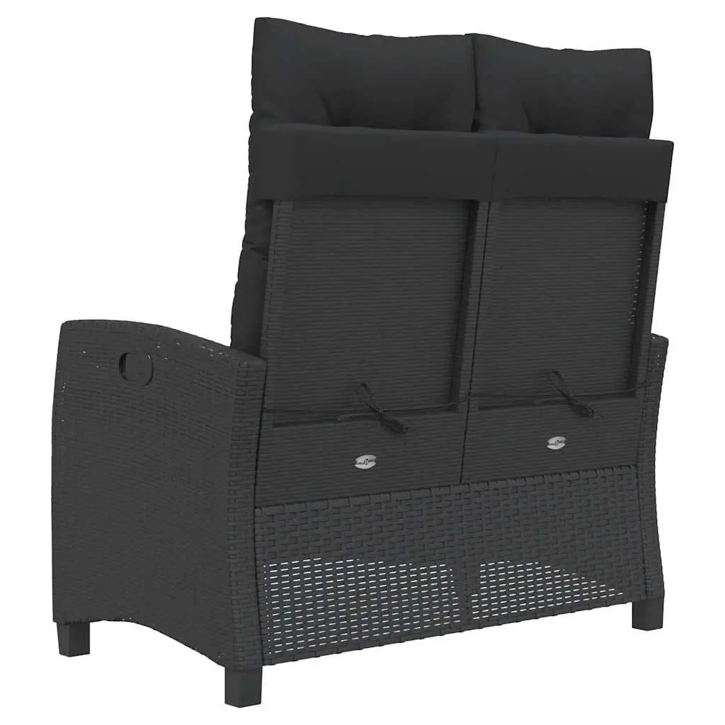 Reclining Garden Bench with Cushions Adjustable Backrest Outdoor Seating Black