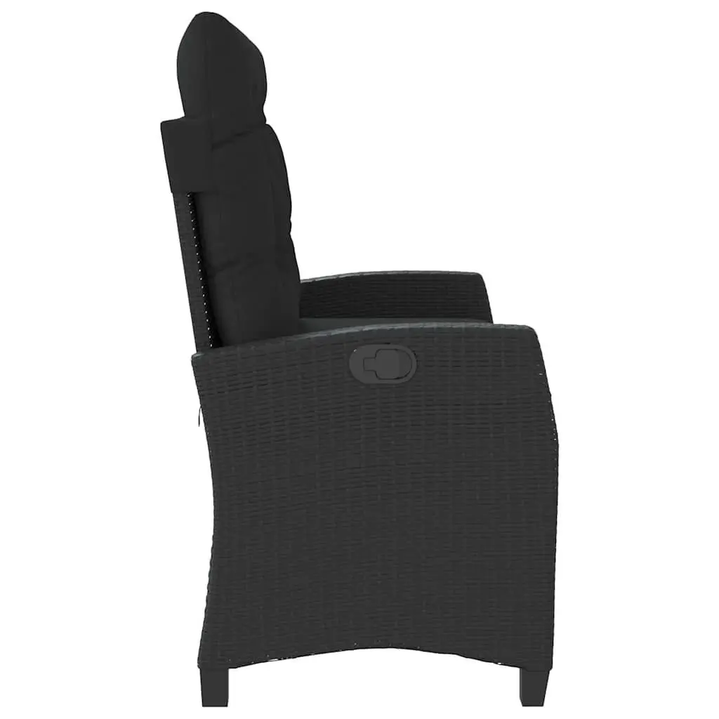 Reclining Garden Bench with Cushions Adjustable Backrest Outdoor Seating Black