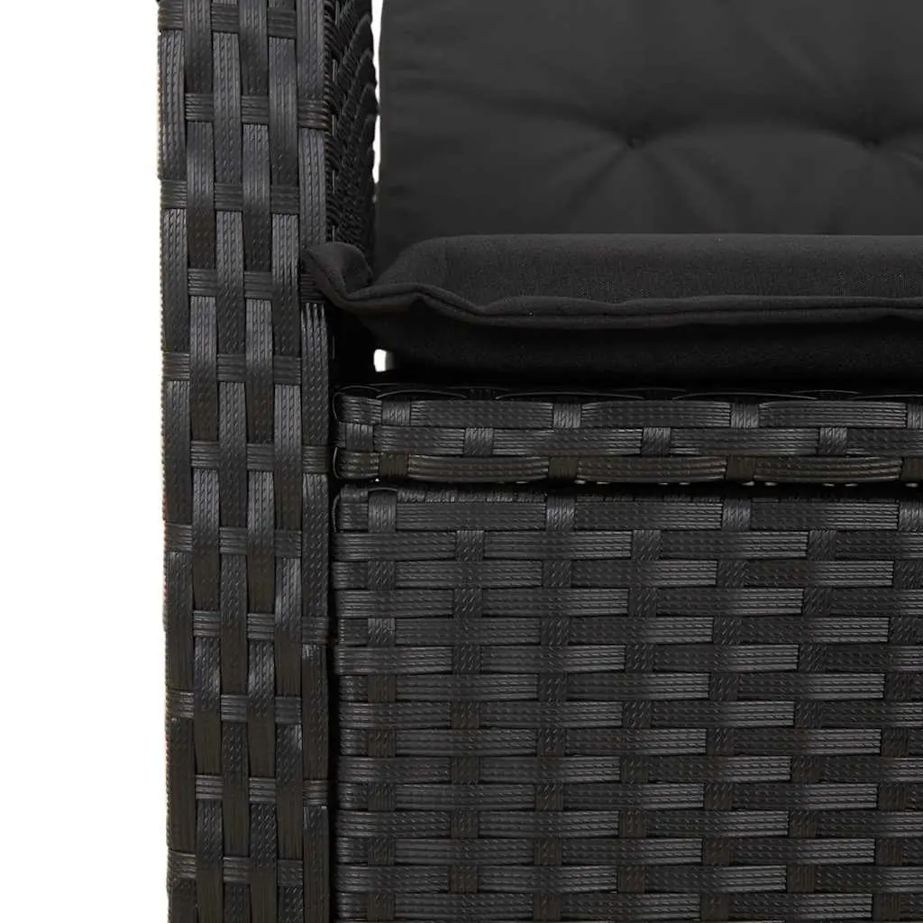 Reclining Garden Bench with Cushions Adjustable Backrest Outdoor Seating Black