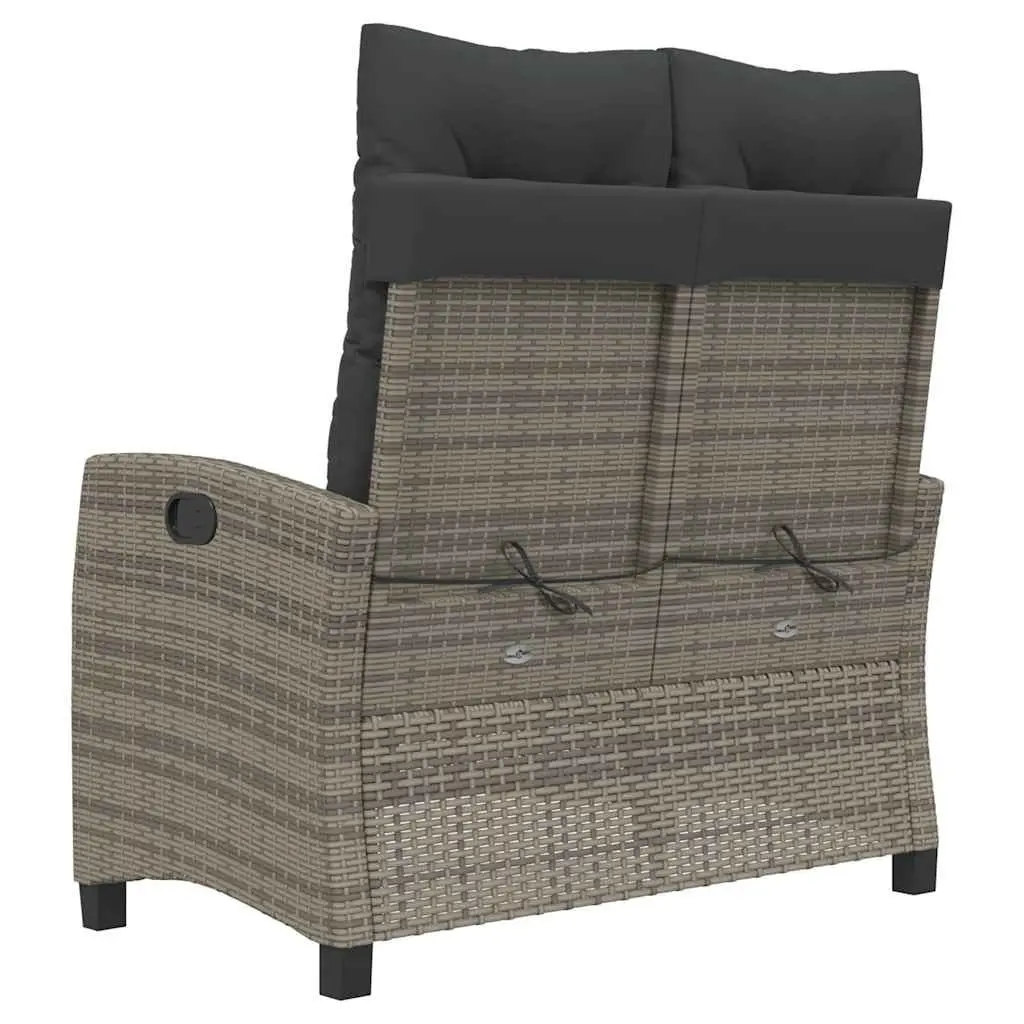Reclining Garden Bench Adjustable Backrest Outdoor Seating Grey