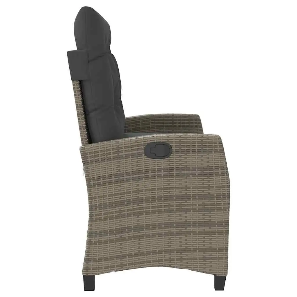 Reclining Garden Bench Adjustable Backrest Outdoor Seating Grey
