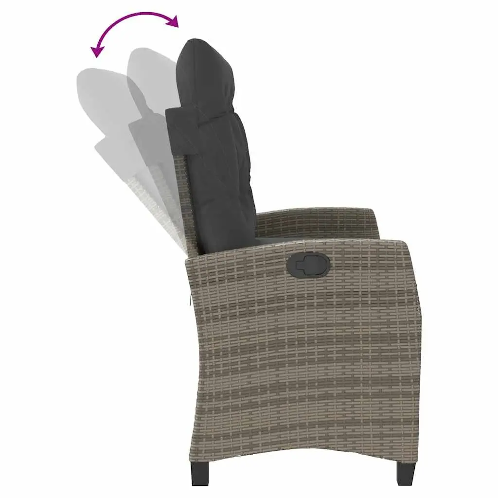 Reclining Garden Bench Adjustable Backrest Outdoor Seating Grey