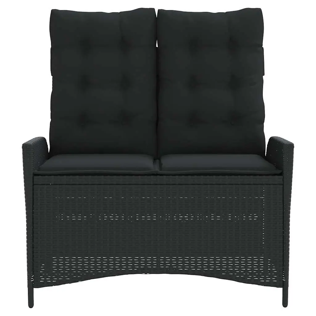 Reclining Garden Bench Outdoor Seating Adjustable Backrest Black