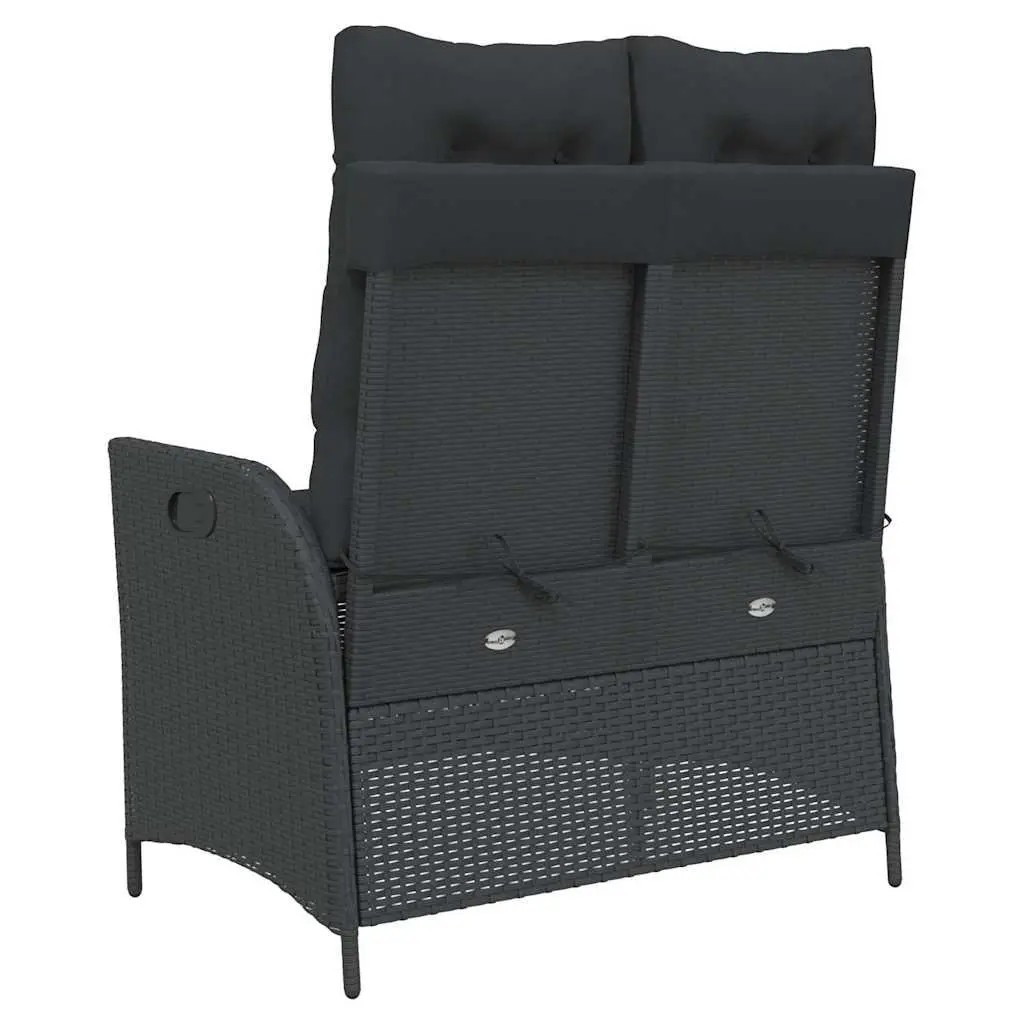 Reclining Garden Bench Outdoor Seating Adjustable Backrest Black