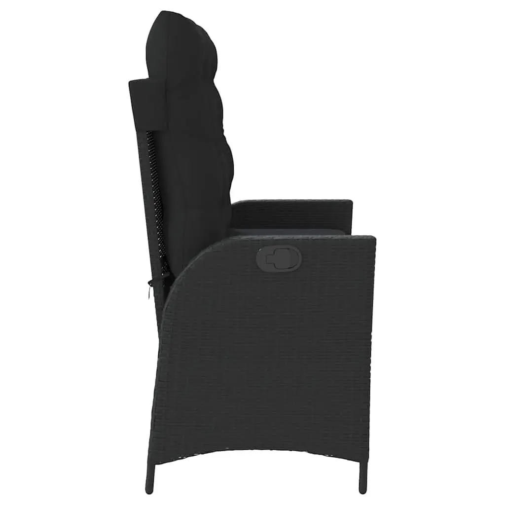 Reclining Garden Bench Outdoor Seating Adjustable Backrest Black