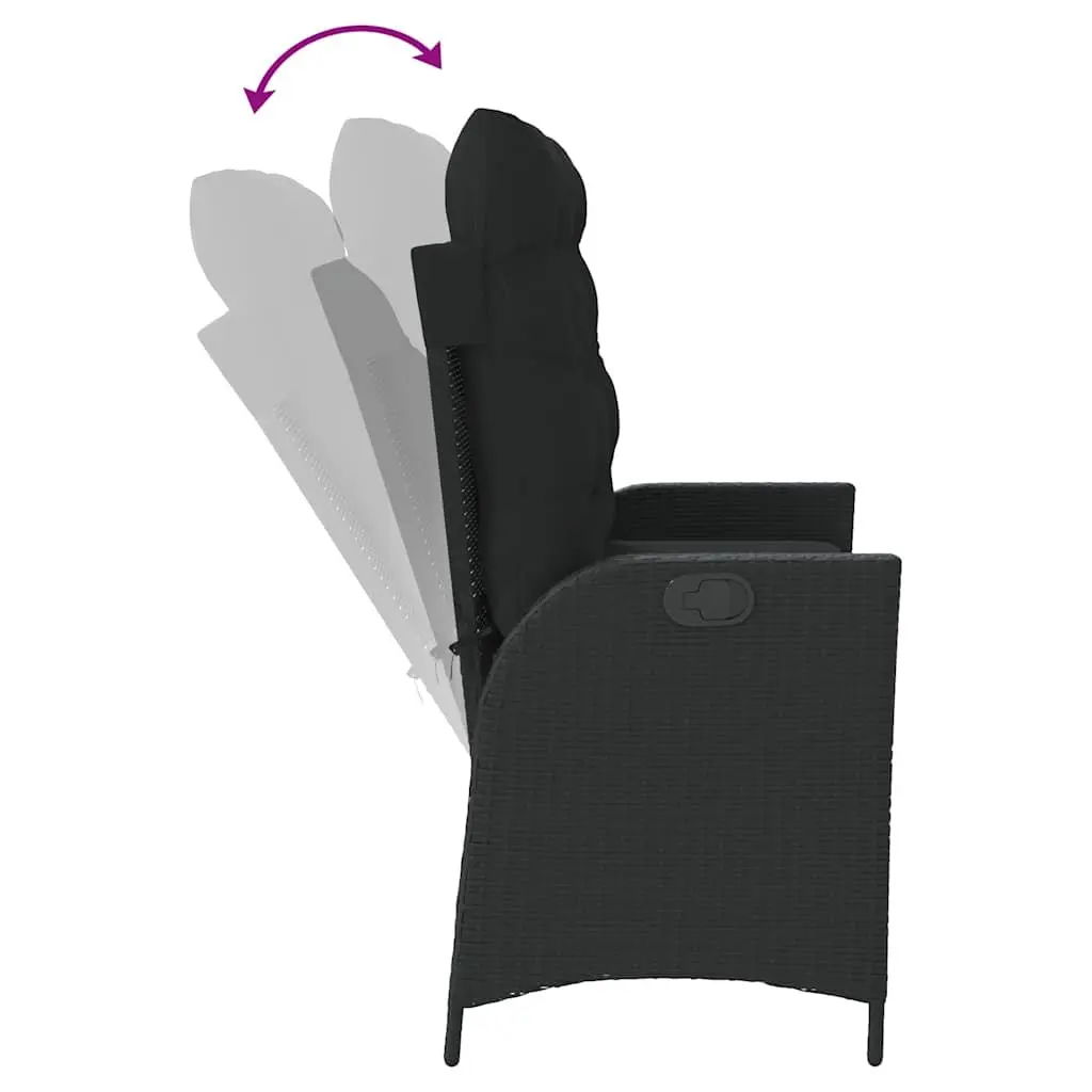 Reclining Garden Bench Outdoor Seating Adjustable Backrest Black