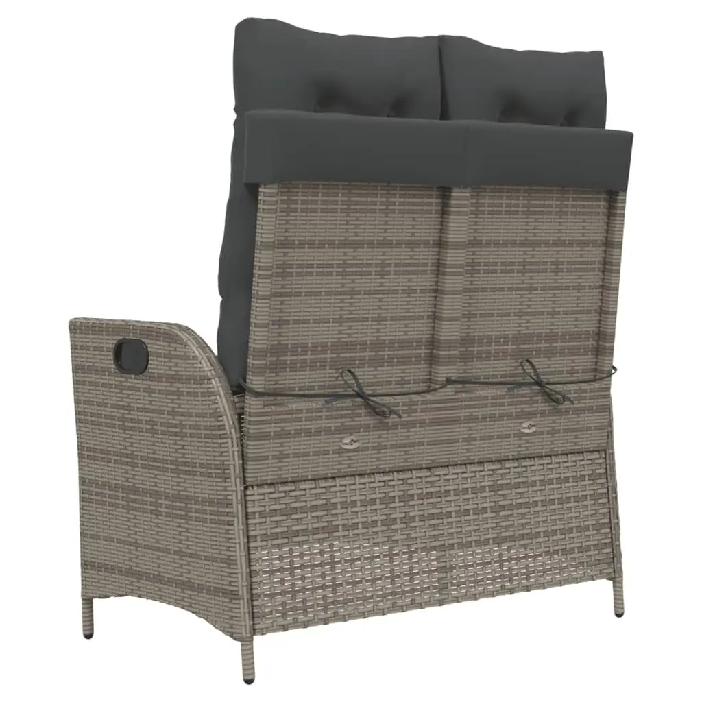 Reclining Garden Bench Outdoor Seating Adjustable Backrest Grey