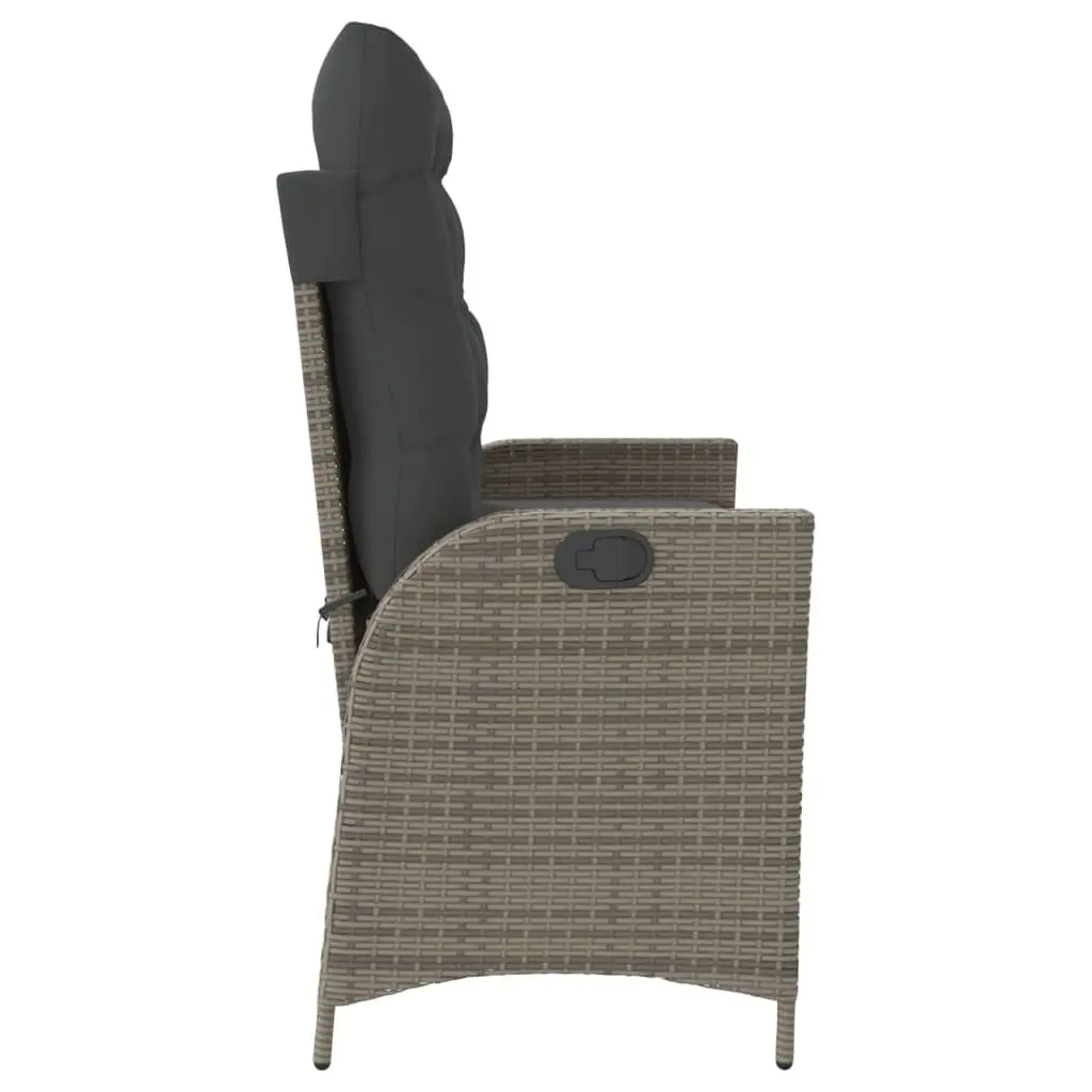 Reclining Garden Bench Outdoor Seating Adjustable Backrest Grey