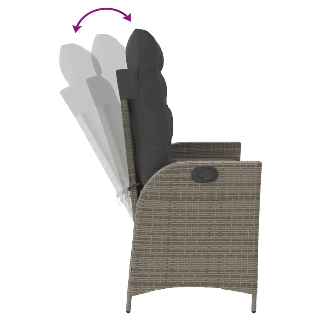 Reclining Garden Bench Outdoor Seating Adjustable Backrest Grey