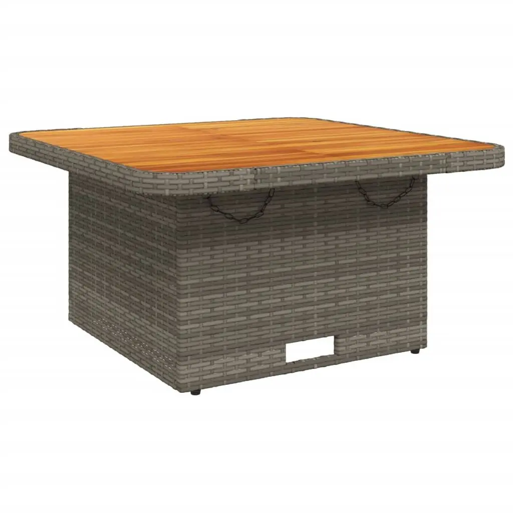 Garden Table Coffee Dining 80x80x71cm Grey Poly Rattan