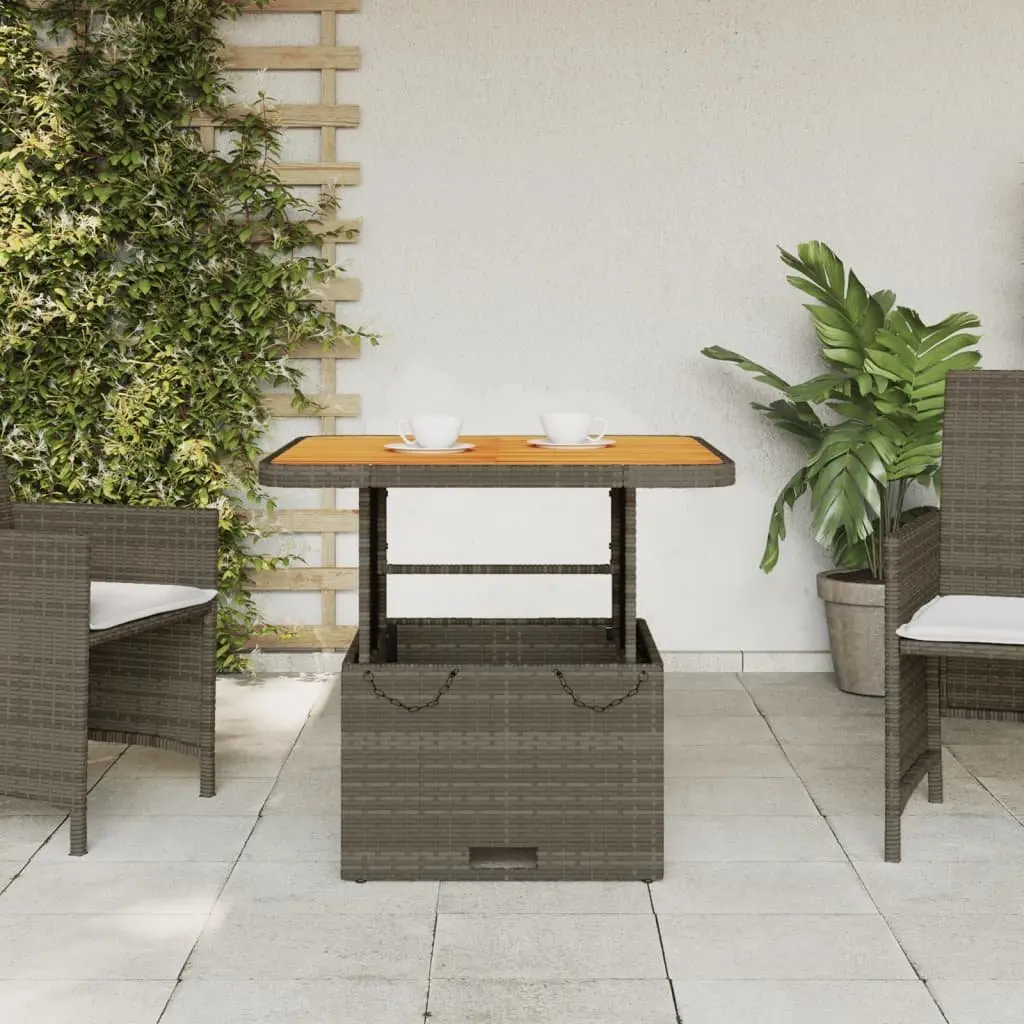 Garden Table Coffee Dining 80x80x71cm Grey Poly Rattan