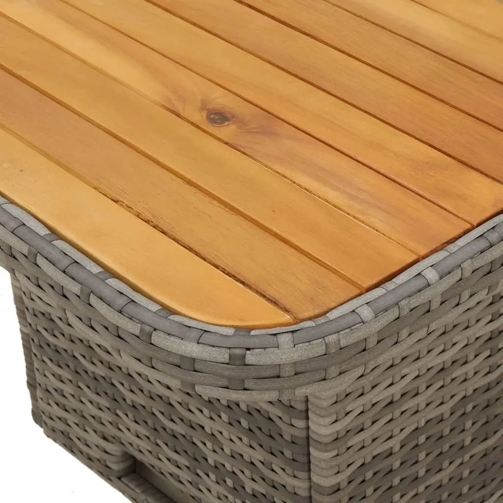 Garden Table Coffee Dining 80x80x71cm Grey Poly Rattan