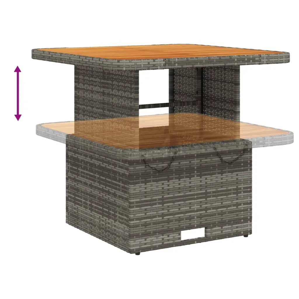 Garden Table Coffee Dining 80x80x71cm Grey Poly Rattan