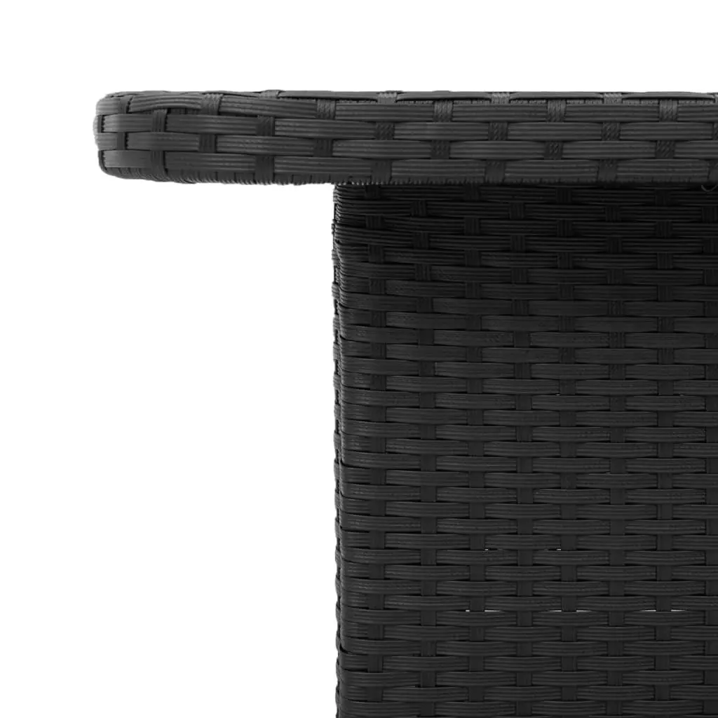 Garden Table Black Adjustable Height 110x110x71 cm Outdoor Furniture Poly Rattan Acacia Wood Top