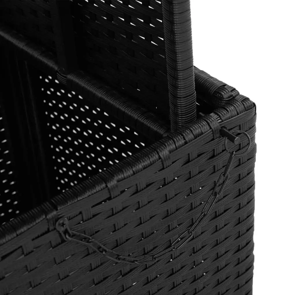 Garden Table Black Adjustable Height 110x110x71 cm Outdoor Furniture Poly Rattan Acacia Wood Top