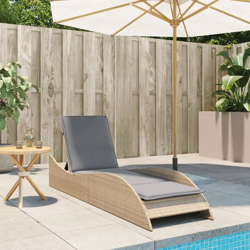 Sun Lounger Adjustable Backrest Outdoor Garden Furniture 60 x 205 x 73 cm Beige