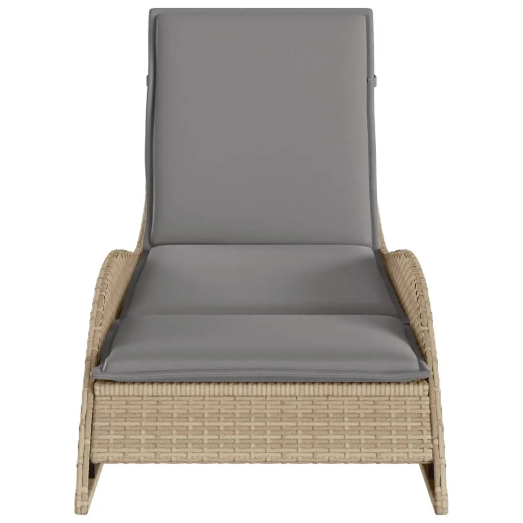 Sun Lounger Adjustable Backrest Outdoor Garden Furniture 60 x 205 x 73 cm Beige