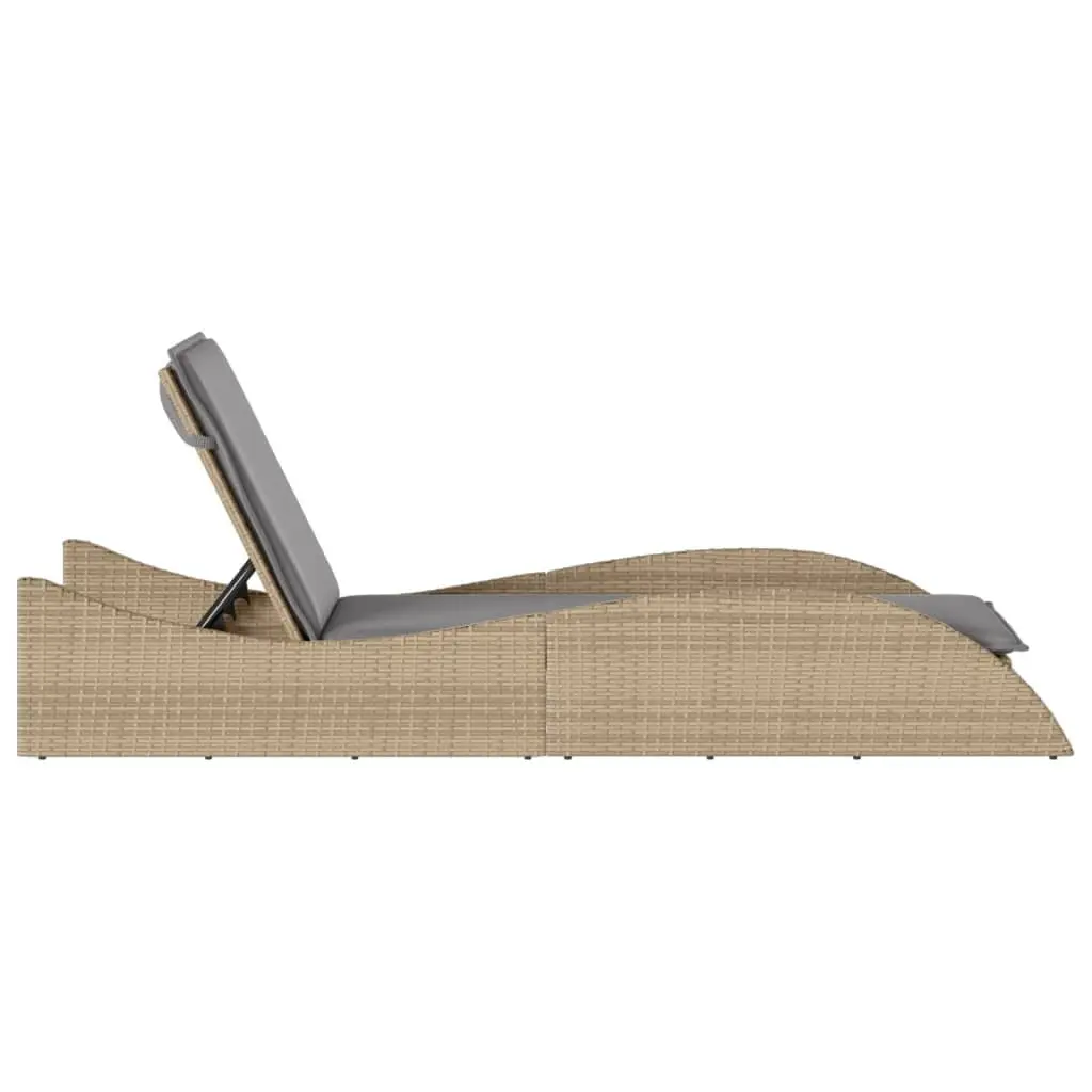 Sun Lounger Adjustable Backrest Outdoor Garden Furniture 60 x 205 x 73 cm Beige