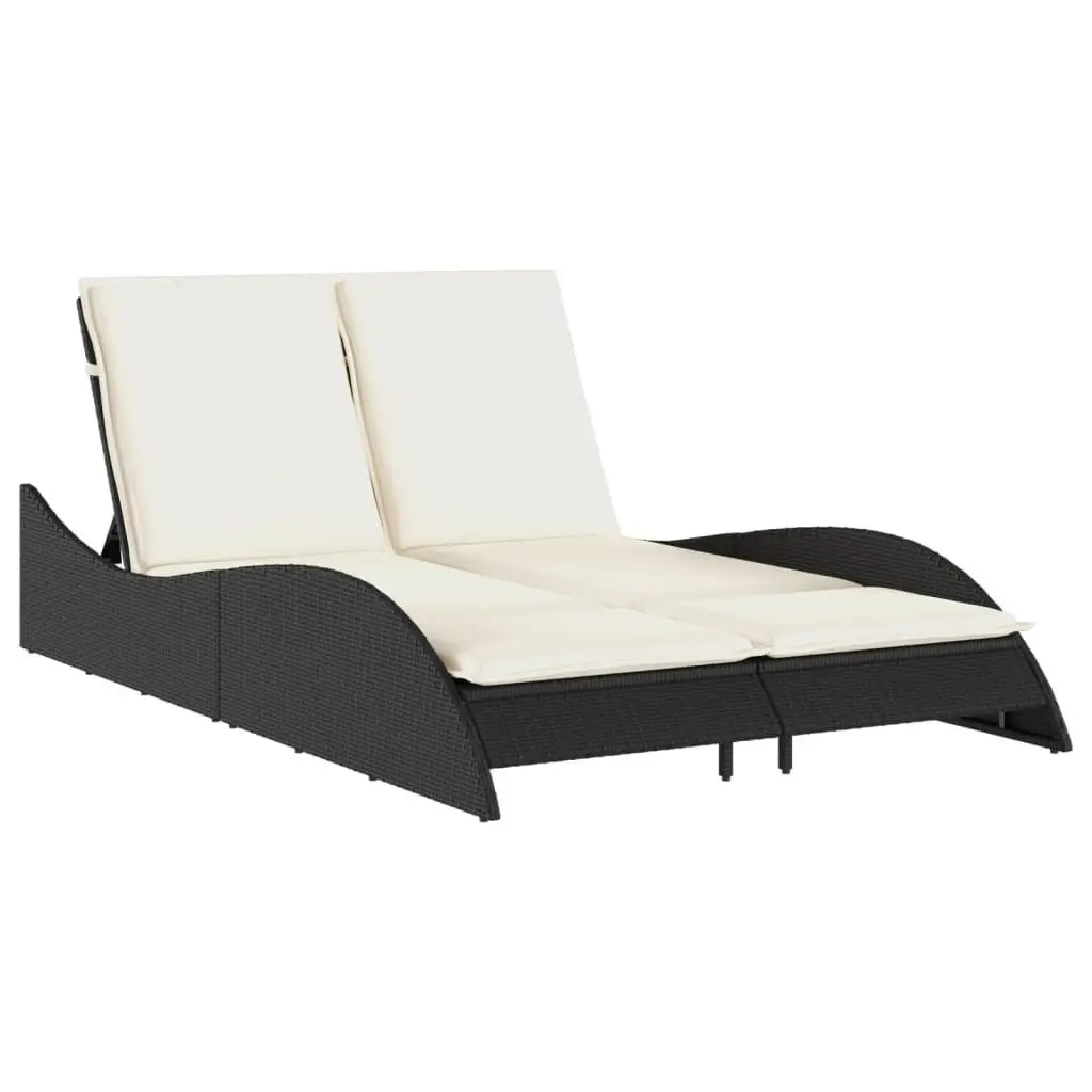Sun Lounger Adjustable Backrest Outdoor Reclining Chair Black