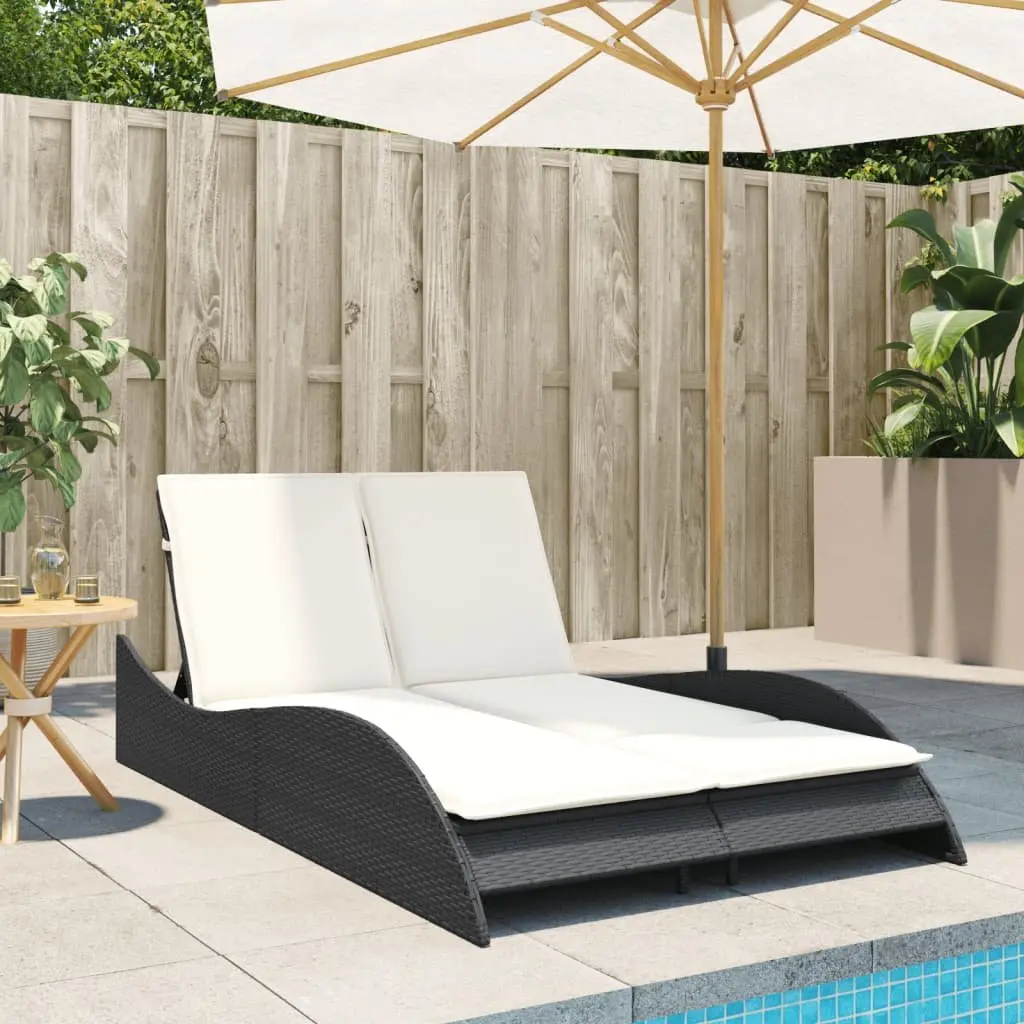 Sun Lounger Adjustable Backrest Outdoor Reclining Chair Black