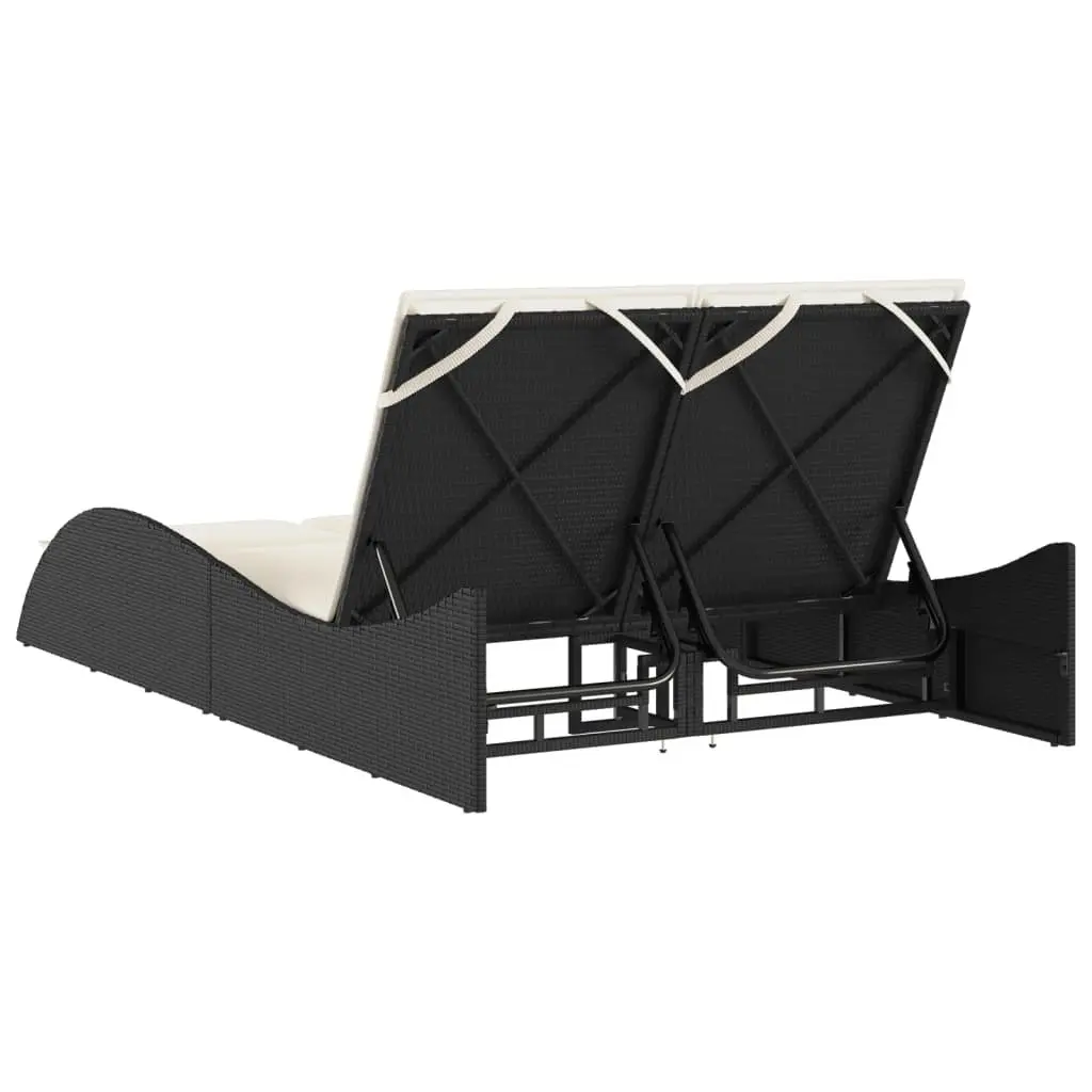 Sun Lounger Adjustable Backrest Outdoor Reclining Chair Black