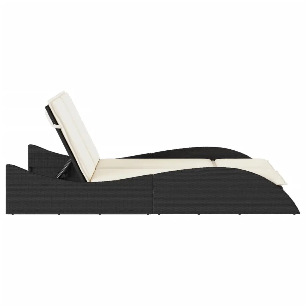 Sun Lounger Adjustable Backrest Outdoor Reclining Chair Black