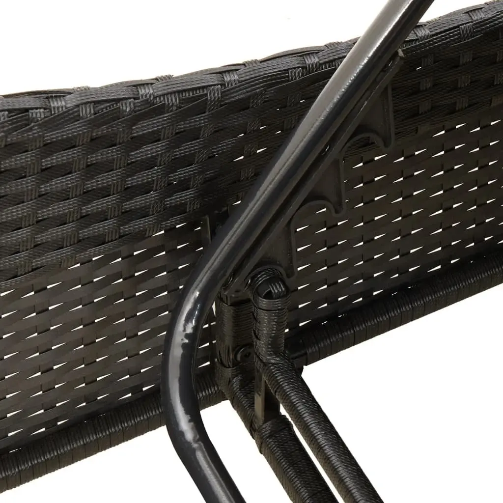 Sun Lounger Adjustable Backrest Outdoor Reclining Chair Black
