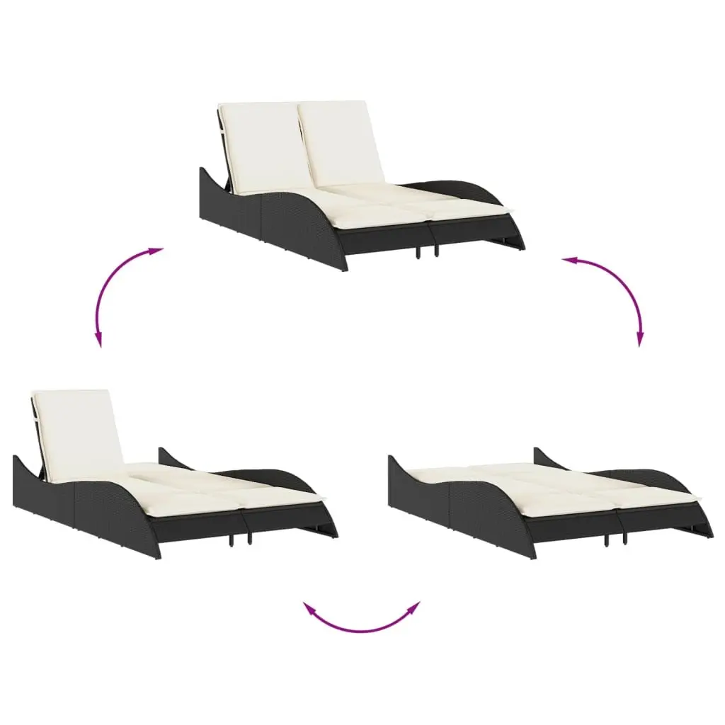 Sun Lounger Adjustable Backrest Outdoor Reclining Chair Black