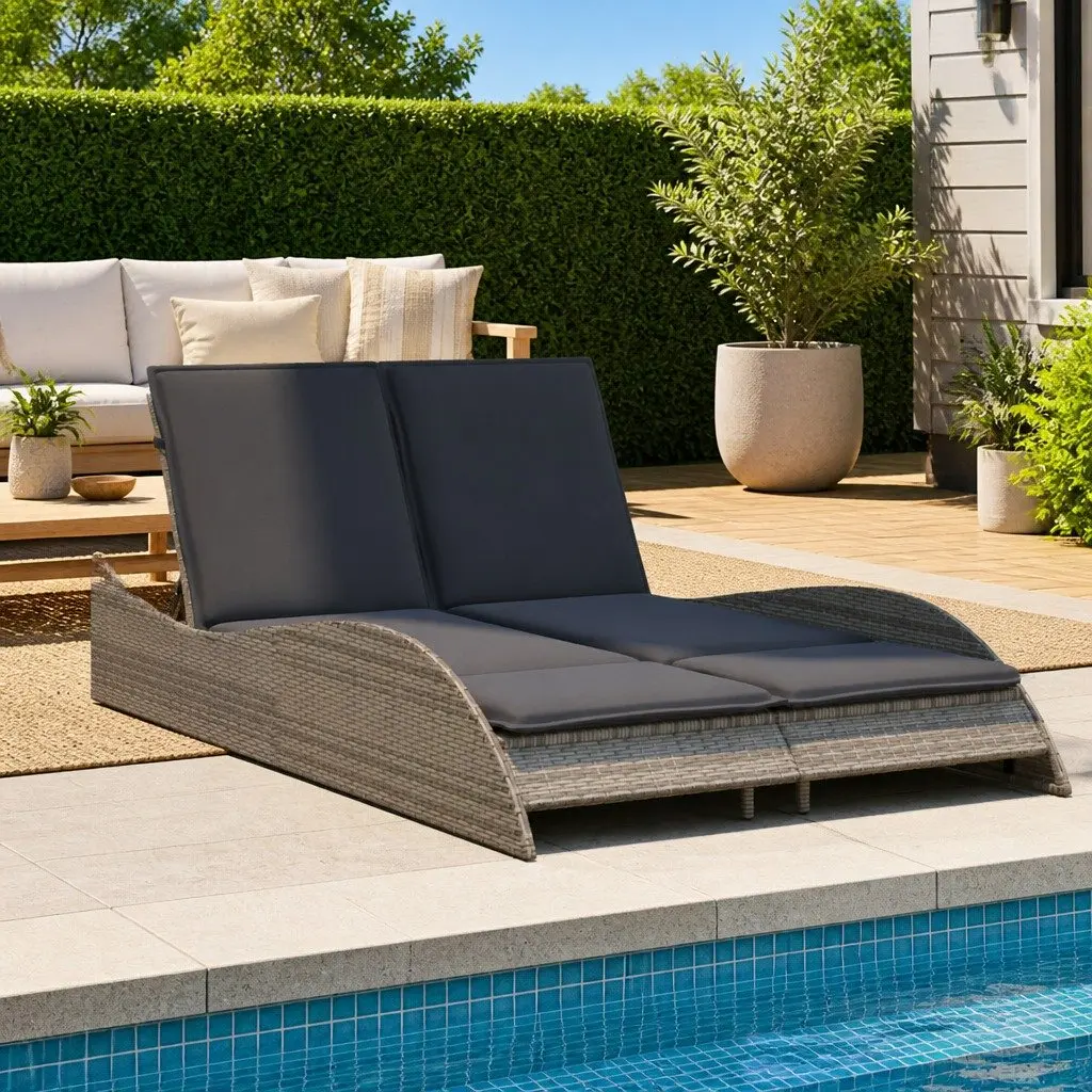 Grey Sun Lounger with Cushions