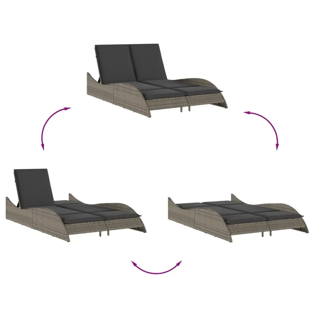 Grey Sun Lounger with Cushions