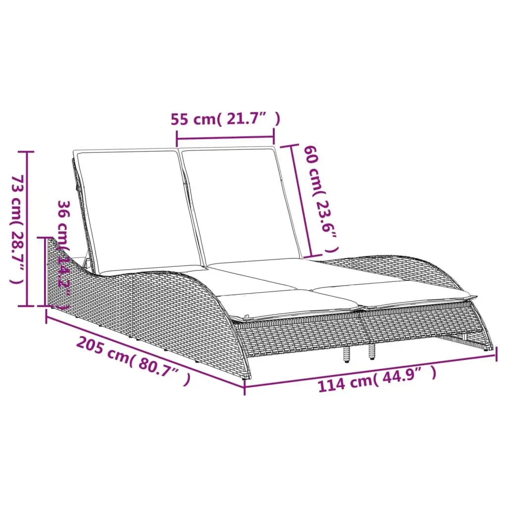Grey Sun Lounger with Cushions