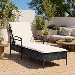 Comfortable Black Reclining Sun Lounger for Outdoors