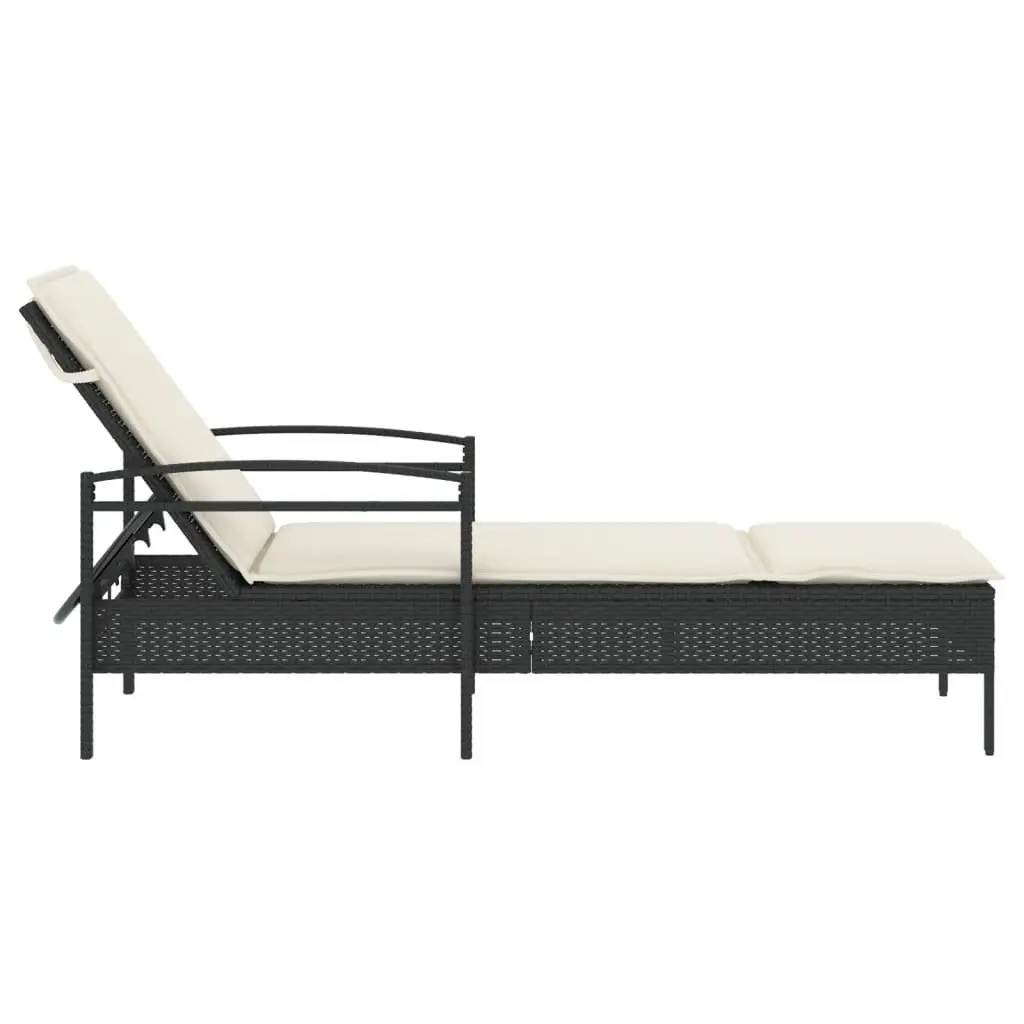 Sun Lounger Outdoor Reclining Chair Adjustable Backrest 63 x 200 x 81 cm Black