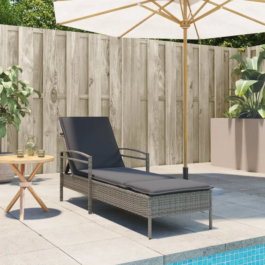 Sun Lounger Adjustable Backrest Outdoor Furniture Rattan Garden Lounge Chair Grey