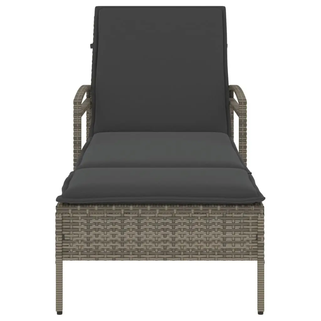 Sun Lounger Adjustable Backrest Outdoor Furniture Rattan Garden Lounge Chair Grey