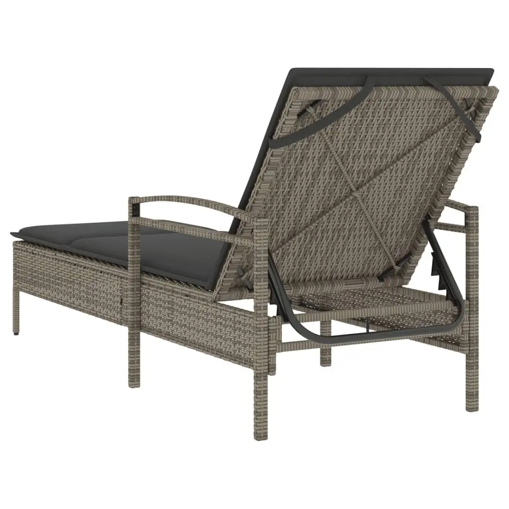 Sun Lounger Adjustable Backrest Outdoor Furniture Rattan Garden Lounge Chair Grey