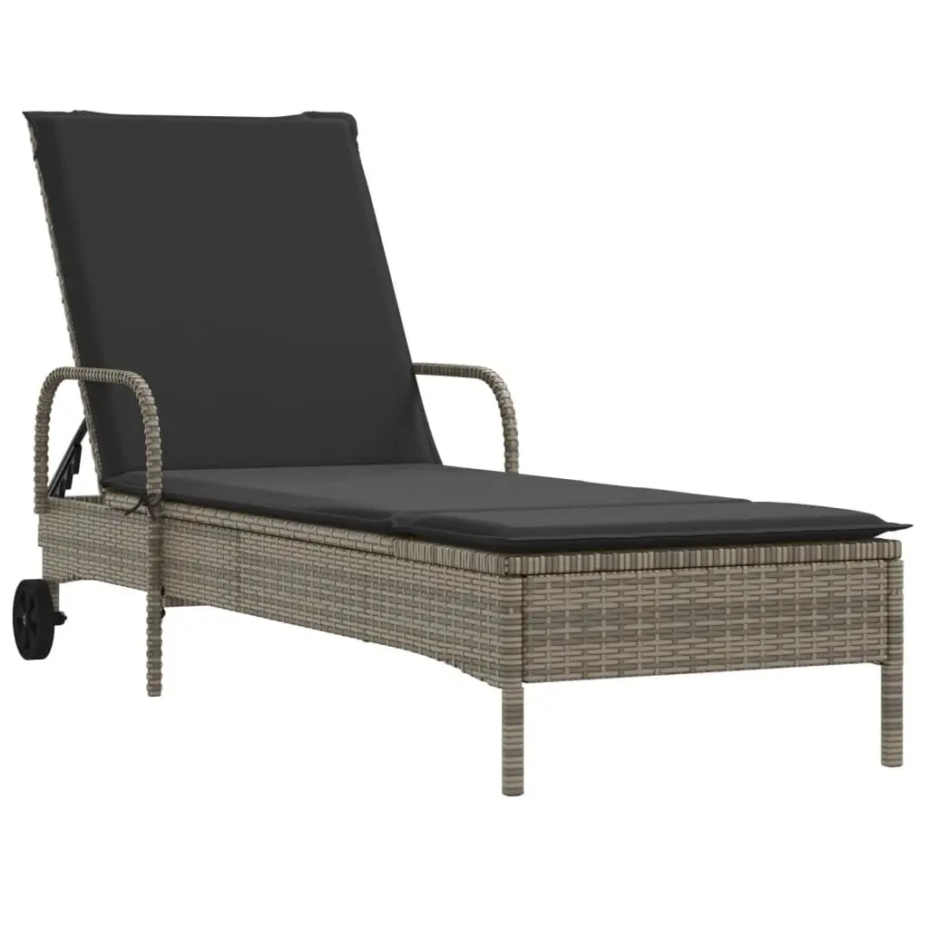 Sun Lounger Adjustable Backrest Outdoor Garden Reclining Grey