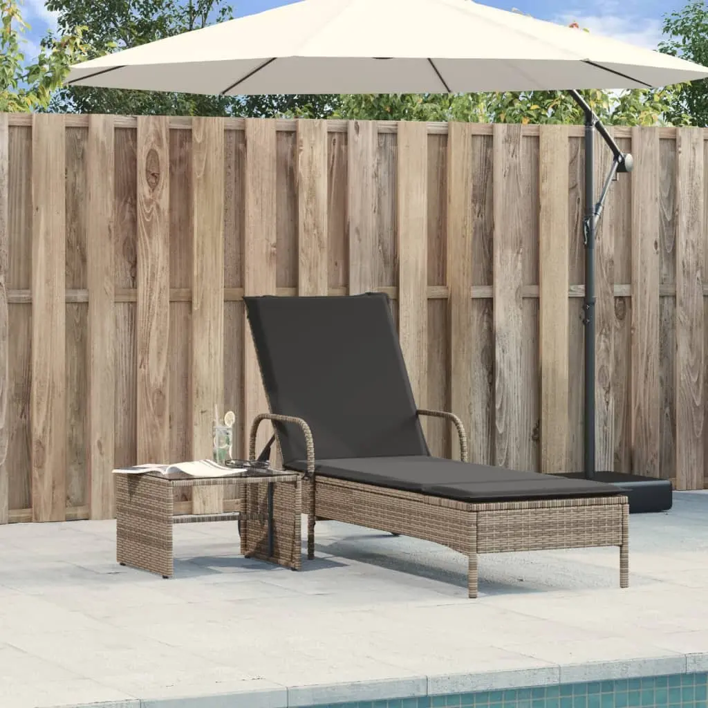 Sun Lounger Adjustable Backrest Outdoor Garden Reclining Grey